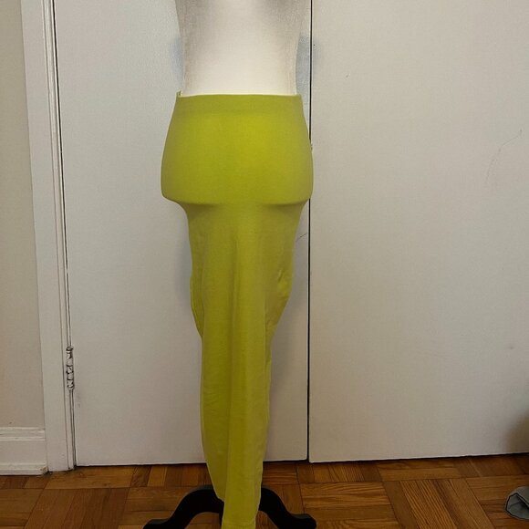 Lime Green Maxi Skirt with Back Slit - Picture 2 of 5